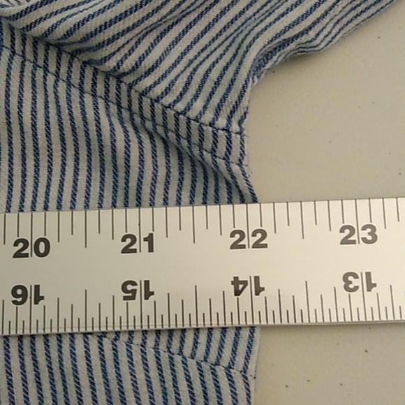 TRIBAL JEANS STREETWEAR RAW HEM MILITARY SOFT WORN DENIM CHAMBRAY STRIPE SHIRT - Picture 10 of 13